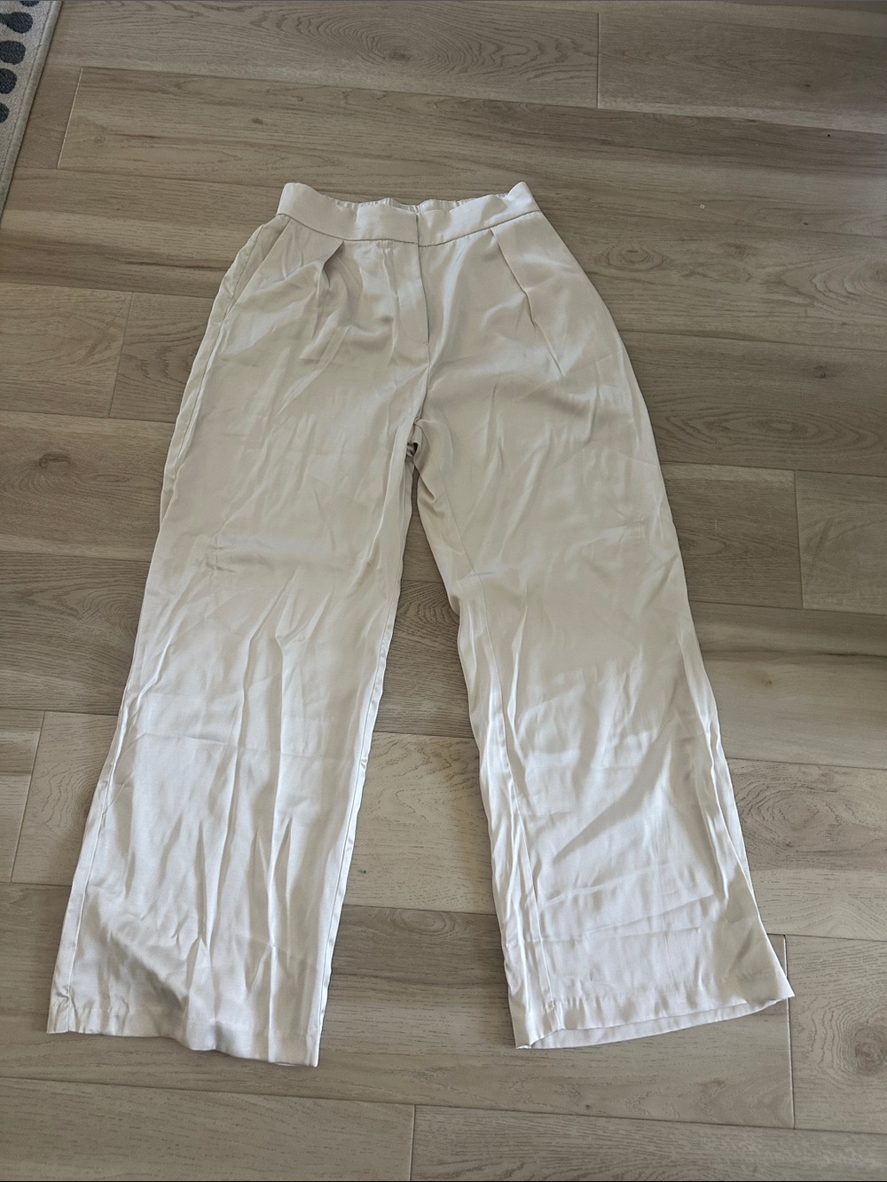 Abercrombie & Fitch Cream Wide-Leg High-Rise Pants